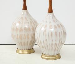 MidCentury Cream Taupe Ceramic Lamps - 1690504