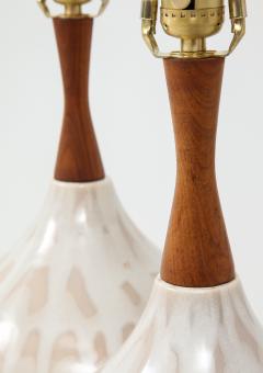MidCentury Cream Taupe Ceramic Lamps - 1690506