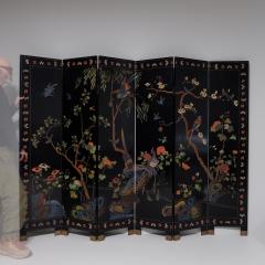 Midcentury 6 Fold Lacquer Screen with Bird Motif China - 4078021