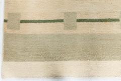 Midcentury Art Deco Handmade Wool Rug in Beige and Green - 2455700
