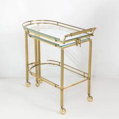 Midcentury Articulating 3 Tier Demilune Reeded Brass Bullet Bar Cart on Castors - 2809624