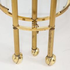 Midcentury Articulating 3 Tier Demilune Reeded Brass Bullet Bar Cart on Castors - 2809704