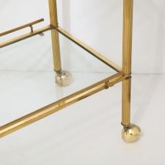 Midcentury Articulating 3 Tier Demilune Reeded Brass Bullet Bar Cart on Castors - 2809768