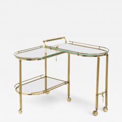 Midcentury Articulating 3 Tier Demilune Reeded Brass Bullet Bar Cart on Castors - 2812936