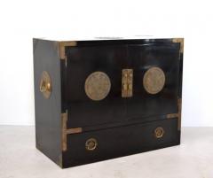 Midcentury Black Lacquered Asian Campaign Chest - 635214