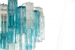 Midcentury Blue and Clear Murano Glass Tronchi Chandelier - 3177348