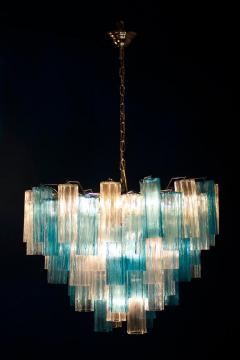 Midcentury Blue and Clear Murano Glass Tronchi Chandelier - 3177350