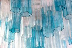 Midcentury Blue and Clear Murano Glass Tronchi Chandelier - 3177356