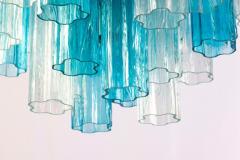 Midcentury Blue and Clear Murano Glass Tronchi Chandelier - 3177361