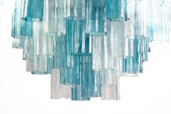 Midcentury Blue and Clear Murano Glass Tronchi Chandelier - 3177371