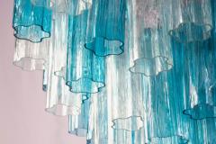Midcentury Blue and Clear Murano Glass Tronchi Chandelier - 3177375