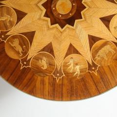 Midcentury Bookmatched Walnut Elm Cocktail Table with Zodiac Themed Marquetry - 1866291