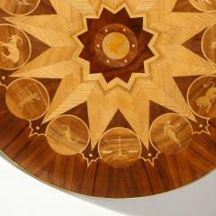 Midcentury Bookmatched Walnut Elm Cocktail Table with Zodiac Themed Marquetry - 1866297