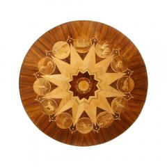 Midcentury Bookmatched Walnut Elm Cocktail Table with Zodiac Themed Marquetry - 1866300