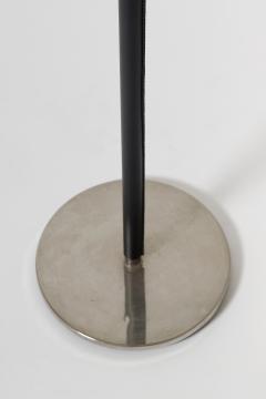 Midcentury Brass Chrome and Black Faux Leather Reading Floor Lamp - 1481507