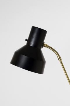 Midcentury Brass Chrome and Black Faux Leather Reading Floor Lamp - 1481508