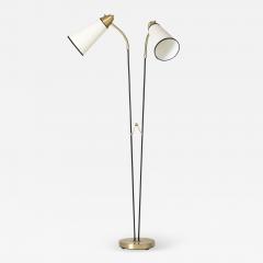 Midcentury Brass and Black Two Arm Floor Lamp - 1451629