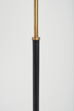 Midcentury Brass and Faux Black Leather Floor Lamp - 3067349