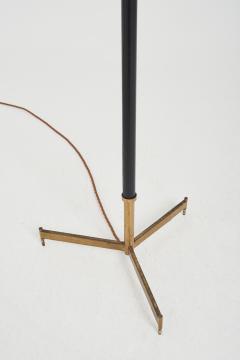 Midcentury Brass and Faux Black Leather Floor Lamp - 3067351