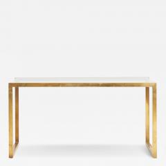 Midcentury Brass and Glass Top Console Table - 3057036