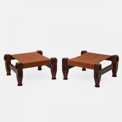 Midcentury Brazilian Stools in Pine and Saddle Leather - 4197112