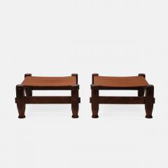 Midcentury Brazilian Stools in Pine and Saddle Leather - 4197114