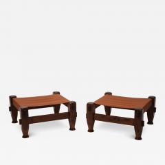 Midcentury Brazilian Stools in Pine and Saddle Leather - 4197820
