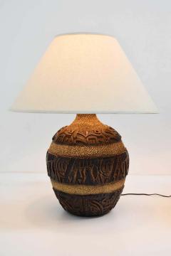 Midcentury Brutalist Style Bulbous Ceramic Table Lamps in Bronze - 1293960