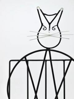 Midcentury Cat Shaped Magazine Stand or Record Rack Iron Italy 1950s - 4064476