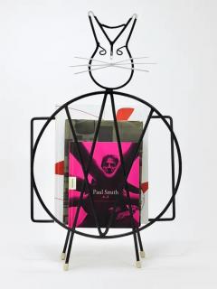 Midcentury Cat Shaped Magazine Stand or Record Rack Iron Italy 1950s - 4064550