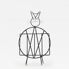 Midcentury Cat Shaped Magazine Stand or Record Rack Iron Italy 1950s - 4065575