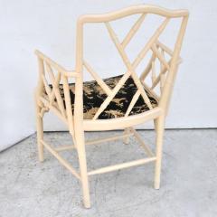 Midcentury Chinese Chippendale Cockpen Faux Bamboo Cane Desk Chair - 2790439