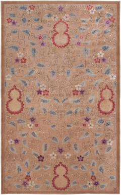 Midcentury Chinese Handmade Wool Rug in Light Brown Red Purple Red and Ivory - 2452670