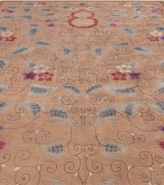 Midcentury Chinese Handmade Wool Rug in Light Brown Red Purple Red and Ivory - 2452671