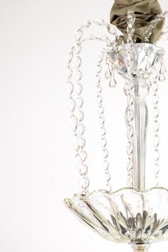 Midcentury Clear Venetian Glass Waterfall Chandelier Italian Circa 1950  - 2753552