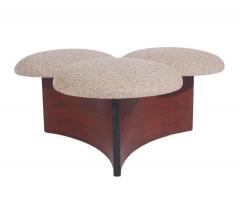 Midcentury Danish Modern Ottoman or Table in Walnut with 3 Circular Cushions - 1761556