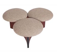 Midcentury Danish Modern Ottoman or Table in Walnut with 3 Circular Cushions - 1761557