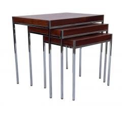 Midcentury Danish Modern Rosewood and Chrome Nesting Tables or Side Tables - 2984919