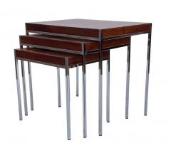 Midcentury Danish Modern Rosewood and Chrome Nesting Tables or Side Tables - 2984927