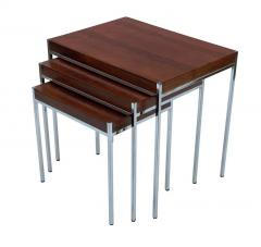 Midcentury Danish Modern Rosewood and Chrome Nesting Tables or Side Tables - 2984928