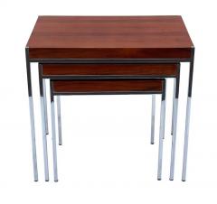 Midcentury Danish Modern Rosewood and Chrome Nesting Tables or Side Tables - 2984959