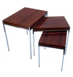 Midcentury Danish Modern Rosewood and Chrome Nesting Tables or Side Tables - 2984969