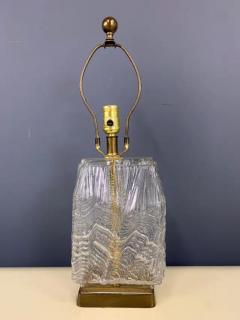 Midcentury Elegant Swedish Ice glass and Brass Lamp - 2508525