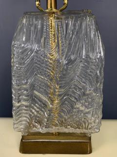 Midcentury Elegant Swedish Ice glass and Brass Lamp - 2508527