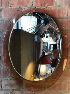 Midcentury Elliptical Mirror with Orange Minimal Frame Glass Italy 1950s - 935062