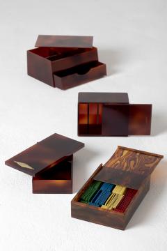 Midcentury Faux Tortoiseshell Lucite Cards Box - 1497476