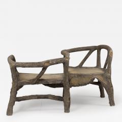 Midcentury French Faux Bois Concrete Confident or T te T te Garden Bench - 4015339