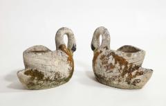 Midcentury French Pair of Concrete Swan Planters - 3535331
