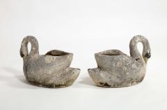 Midcentury French Pair of Concrete Swan Planters - 3535333