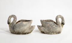 Midcentury French Pair of Concrete Swan Planters - 3535336